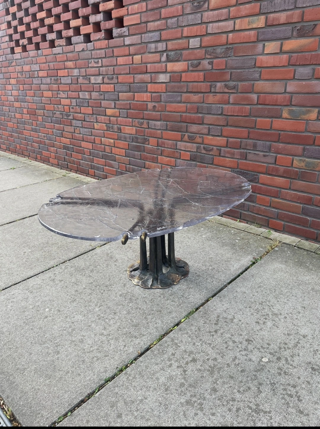 Sculptural glass table by Lothar Klute.